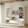 Famapy 122" Tall White Bookshelf with Bench Seating and Storage Drawers Tempered Glass Doors Display Clost Cabinet - 3 of 4
