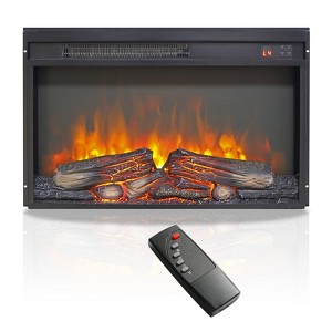 SEVOBAL Indoor Fireplaces 26 Inch Electric Fireplace Insert, Ultra Thin Heater with Log Set Overheating Protection, Black, 27.2"*4.9"*17.4" - 1 of 4