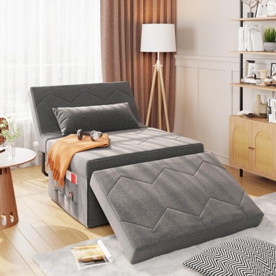 4 in 1 Sleeper Chair, Convertible Sleeper Sofa with Ottoman, Adjustable Backrest