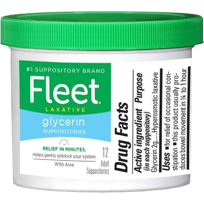 Fleet Laxative Glycerin Suppositories-Gentle And Effective 12 Adult Suppositories