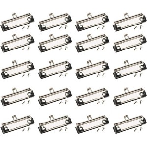 Juvale 20-Pack Mountable Clipboard Clips with Screws - 4 inch Metal Clamp with Rubber Grip and Hanging Hole (Silver) - 1 of 4