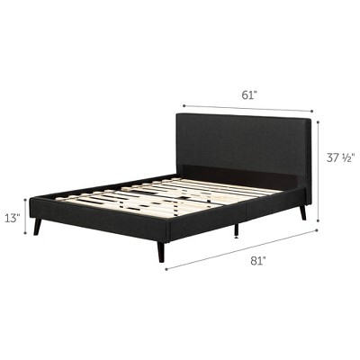 Elegant Matte Charcoal Upholstered Queen Bed with Chic Headboard