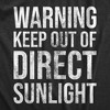 Mens Warning Keep Out Of Direct Sunlight T Shirt Funny Sarcastic Pale Sun Burn Joke Tee For Guys - Crazy Dog Men's T Shirt - 2 of 4
