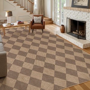 Lahome Diamond Grid Faux Jute Rectangular Indoor Area Rug - 1 of 4