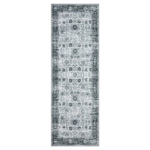 Coolmee Washable Area Rug Living Room Floral Non Slip Large Rug Vintage Traditional Stain Resistant Distressed Carpet Bedroom Dining RoomGreen - 1 of 4
