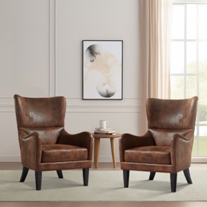 High Back Wingback Arm Chair with Nailhead Trim,Upholstered Accent Chair for Living Room or Bedroom-The Pop Home - 1 of 4