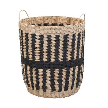 Household Essentials Pillar Basket with Handles Cattail and Paper Rope