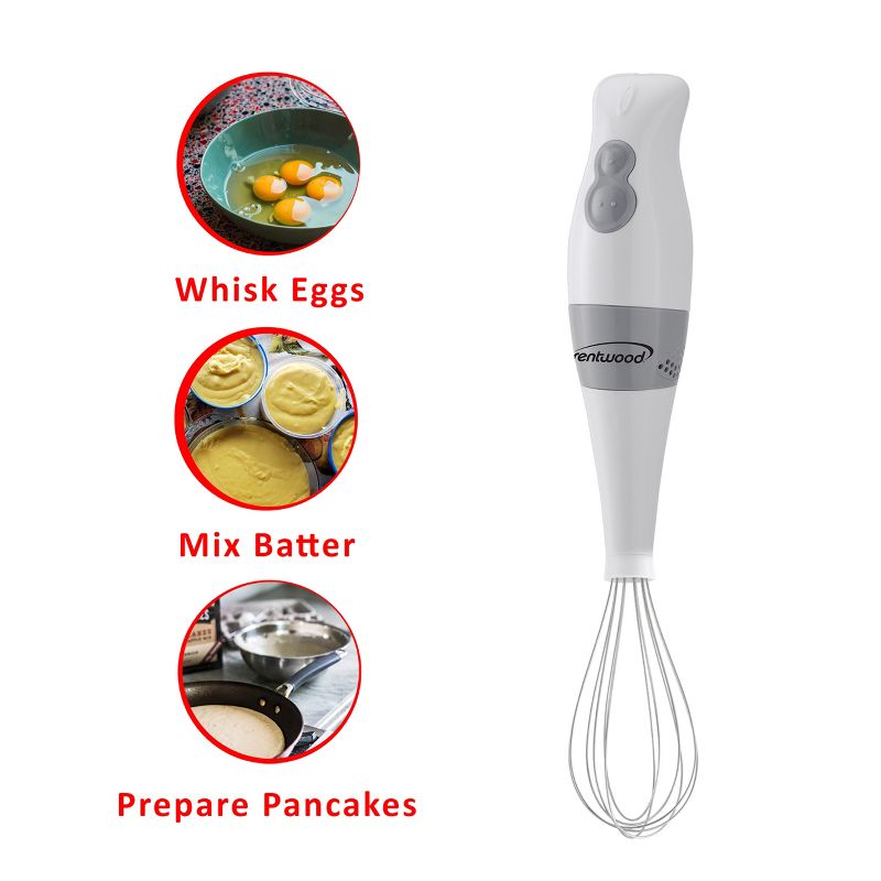 Brentwood HB-38W 2 Speed Hand Blender with Balloon Whisk in White, 4 of 9