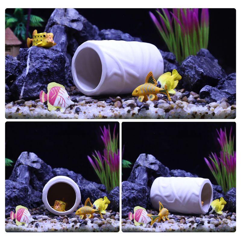Unique Bargains Ceramic Aquarium Hideaway Rock Cave Fish Tank Decoration White 4.49"x2.99"x2.95", 4 of 8