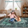 Washable Vintage Rug Non Slip Low Pile Rug Soft Throw Floor Cover Floral Foldable Indoor Carpet for Living Room Bedroom Playroom Nursery - 4 of 4