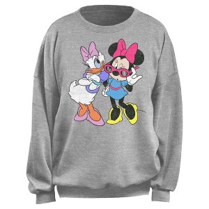 Junior's Mickey & Friends Cool Sunglasses Daisy and Minnie Sweatshirt - 1 of 2