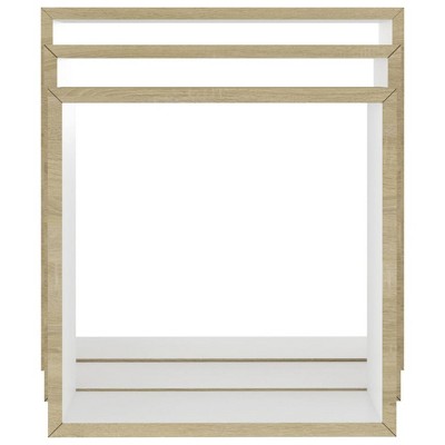 White and Sonoma Oak Floating Wall Shelves Set of 3