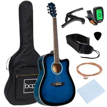 Best Choice Products 22-Fret Full Size Acoustic Electric Bass Guitar w/  4-Band Equalizer, Adjustable Truss Rod - Blue 