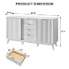 SinCiDo 60" Modern Fluted Dresser w/Sliding Doors & 4 Drawers, Faux Marble Top, Curved Profile Design for Bedroom, Living Room - 2 of 4