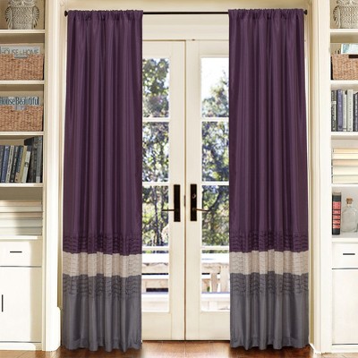 Set of 2 84"x54" Mia Window Curtain Panel Gray/Purple - Lush Décor