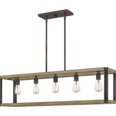 Quoizel Lighting Finn 5 - Light Island Pendant Light in  Rustic Black