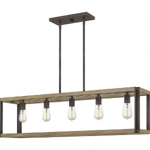 Quoizel Lighting Finn 5 - Light Island Pendant Light in  Rustic Black - 1 of 4