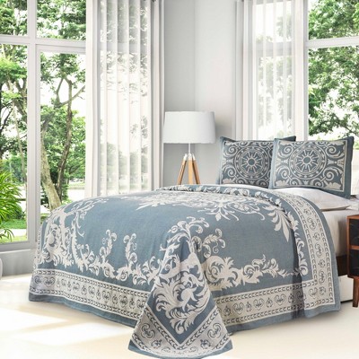 Lightweight Cotton Blend Oversized Jacquard Vintage Medallion Bedspread Set by Blue Nile Mills