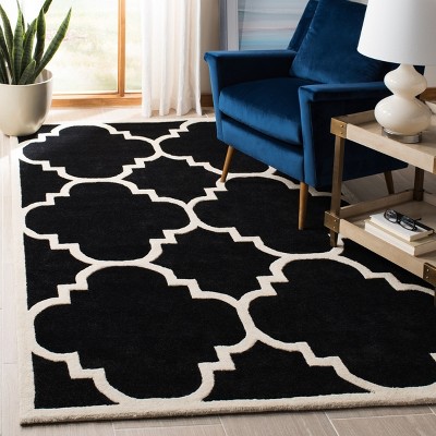 Chatham Black and Ivory Hand-Tufted Wool Area Rug 4' x 6'