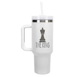 100 North The King Chess Piece Wrap-Around 40 Oz. Stainless Steel Water Bottle Coffee Mug, Spill & Leak Resistant, Travel Tumbler with Handle, Lid & - 1 of 4
