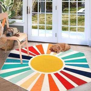 Coucheta Area Rug Machine Washable Non-Slip Modern Minimalist Accent Carpet for Living Room Bedroom Entryway,Multi-Color & Size - 1 of 4