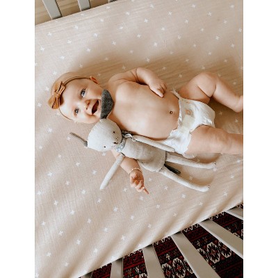 little unicorn taupe cross crib sheet