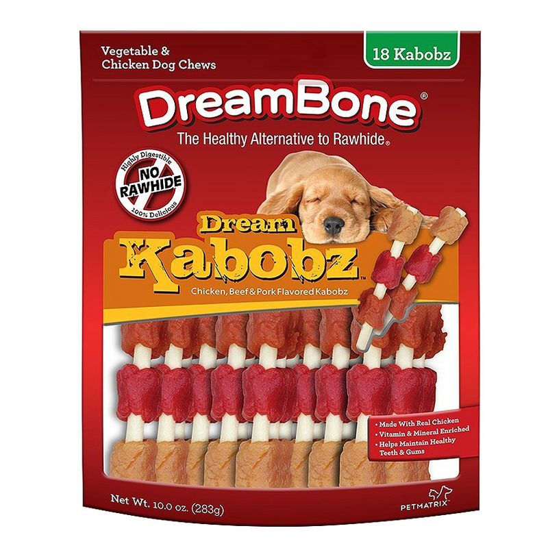 DreamBone Rawhide Free Dream Kabobz with Real Chicken,Beef and Pork Dog Treats - 18ct, 1 of 6