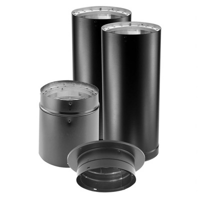DuraVent DVL 6 x 6 Inch Diameter Stainless Inch Steel Double Wall Ceiling  Chimney Wood Burning Stove DVL Pipe Connector Kit, Black
