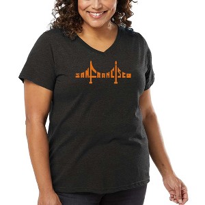 LA Pop Art Women's Word Art V-Neck - San Francisco Bridge - 1 of 4