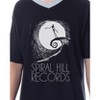The Nightmare Before Christmas Mens' Spiral Hill Records Sleep Pajama Shirt Black - 3 of 4