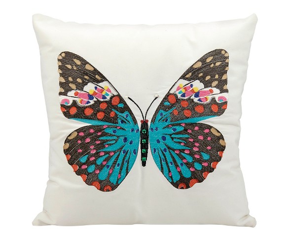 Blue Butterfly Indoor/Outdoor Throw Pillow (18"x18") - Nourison