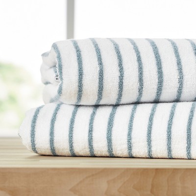 Cabana Stripe 100% Cotton Pool and Beach Towels - Pack of 2 or 4 - Oversized, Absorbent, Quick-Dry Towels - Becky Cameron