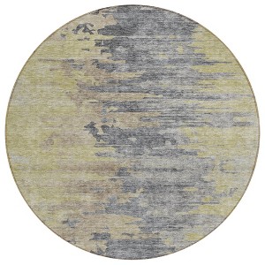 Pewter Silver And Gray Abstract Washable Indoor Outdoor Area Rug - 1 of 4