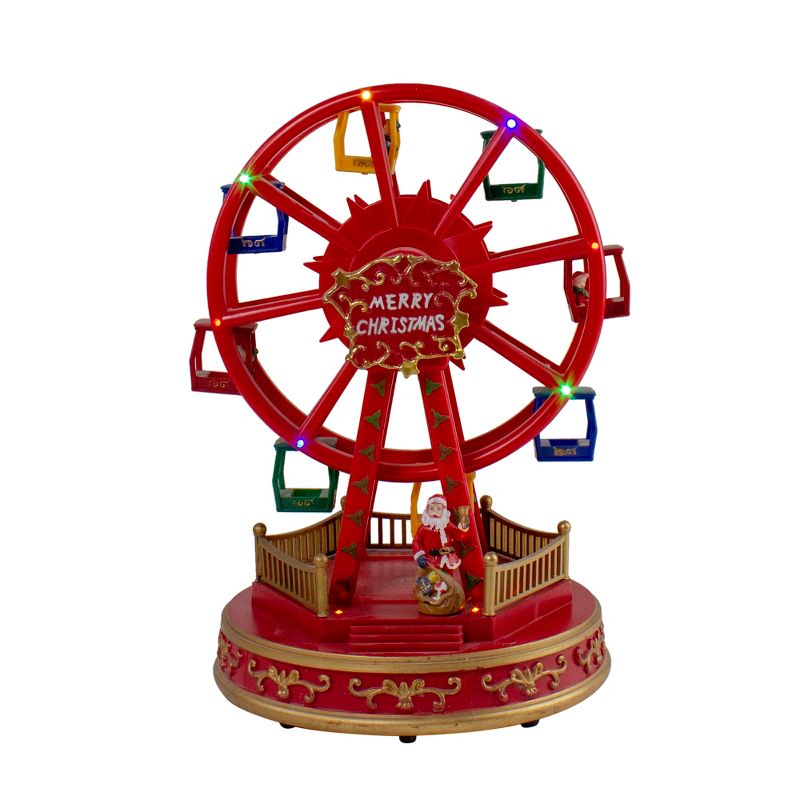 Northlight 11.25" Red and Gold LED Lighted and Musical Rotating Christmas Ferris Wheel, 1 of 8