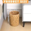 Aoibox Wicker Waste Basket, Handwoven Water Hyacinth Trash Can for Bathroom, Bedroom, Kitchen & Living Room, Boho Woven Decorative Garbage Can - 2 of 4