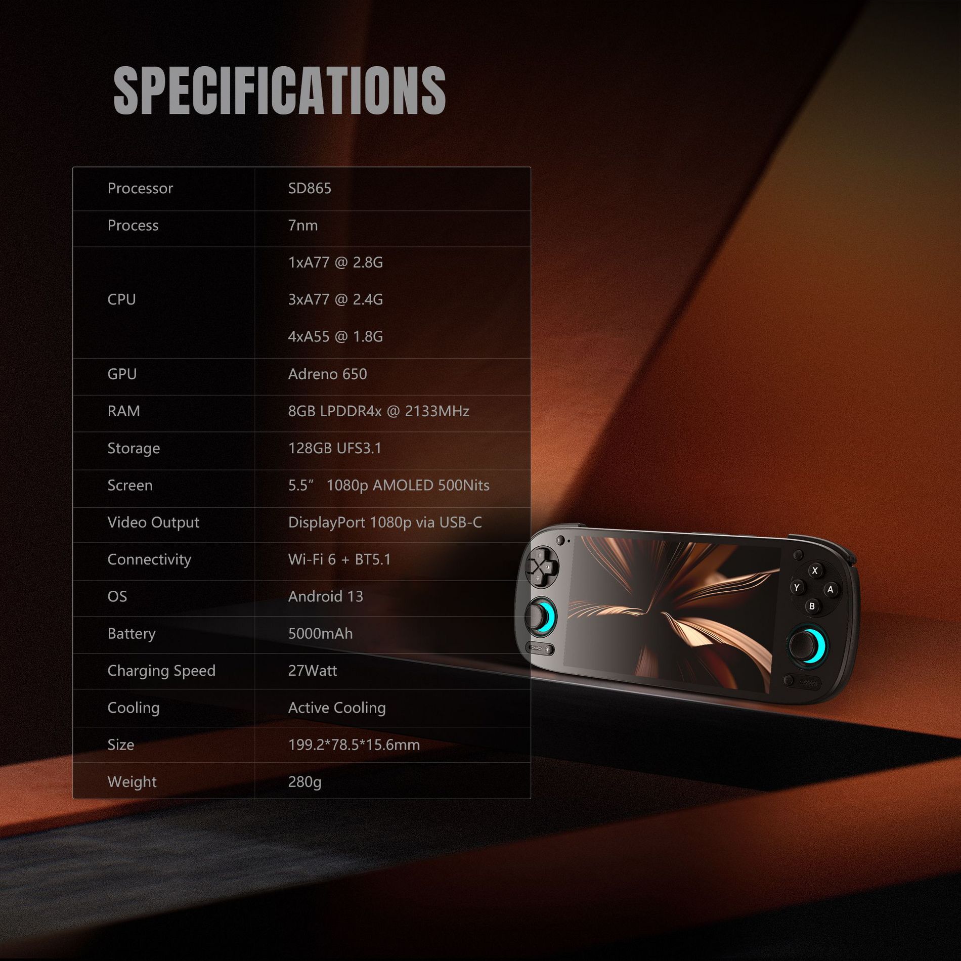 Retroid Pocket 5 Retro Handheld Game Console, 5.5-inch Touchscreen, 8GB RAM, 128GB Storage