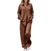Ekouaer Womens Satin Silky Pajama Set 2 Piece Print PJs Soft Loungewear Button Down Sleepwear with Elastic Waist Long Pants - 2 of 4
