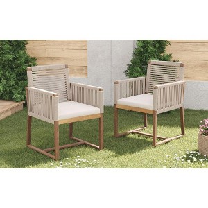 NicBex Polyester Patio Dining Chairs Set of 2,Outdoor Chairs with Rope Design Back and Arms,Kitchen Chairs for Dining Room,Backyard - 1 of 4