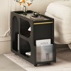 Mobile Accent Tables With Lockable Wheels, End Table With Storage Drawer, 11.8Inch Narrow Nightstand With Multi-Layer Storage-Cuddlewood - 2 of 4
