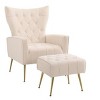 CAVINAS Modern Accent Chair with Ottoman,Velvet Armchair Set with Sinuous Spring Support,Lounge Chair for Living Room & Apartment - 3 of 4