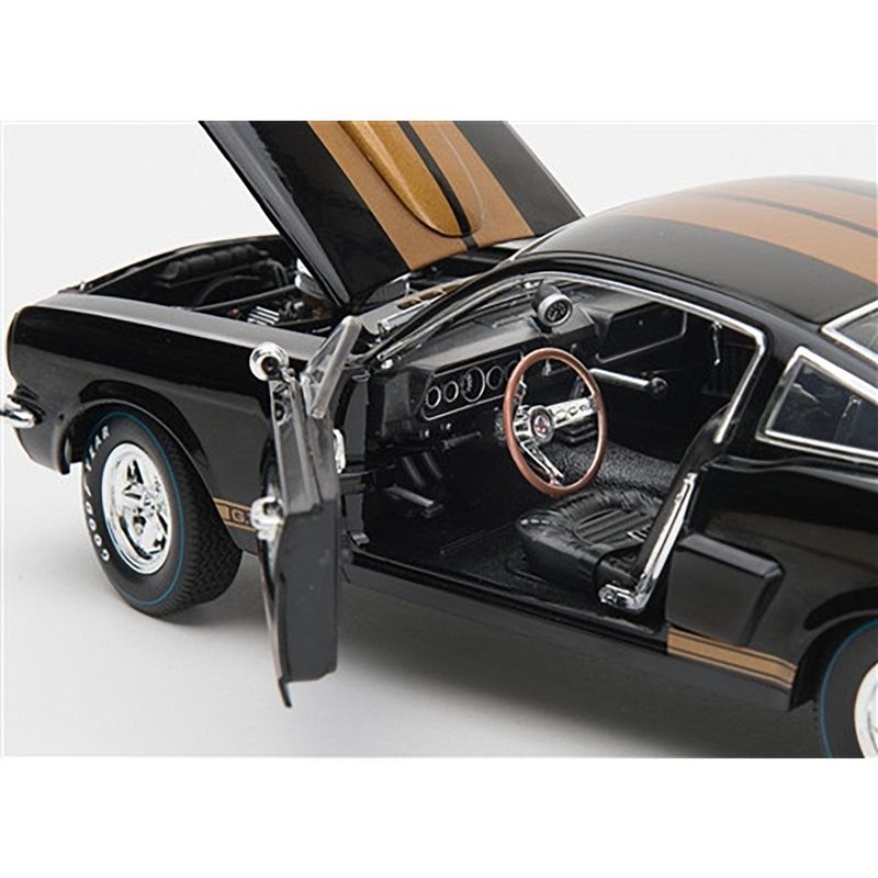 1966 Ford Mustang Shelby GT 350 "Hertz" Black with Gold Stripes and Racing Wheels 1/18 Diecast Model Car by Shelby Collectibles, 2 of 4
