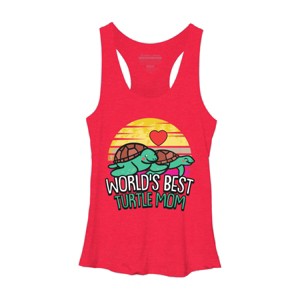 Women's Design By Humans World's Best Turtle Mom Retro Stripes By animalshop Racerback Tank Top - 1 of 2