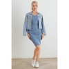 Slickblue Women's Ribbed Long Sleeve Mini Dress, Cotton Blend, Crew Neck, Fitted Style, Blue/Pale Pink, Size S-L - 4 of 4