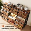 Dresser TV Stand with 14 Fabric Drawers,Vintage Brown Dresser with Charging Station and LED Lights - 3 of 4