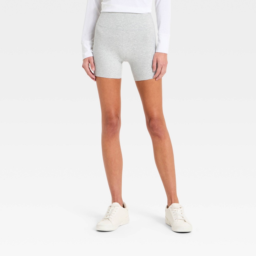 Women's High-Rise Cotton Balance Cotton Spandex Blend Bike Shorts 5" - All In Motion™ Hearther Gray XXL
