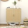 HOMCOM Bohemian Sideboard, Buffet Cabinet with Rattan Doors, Coffee Bar Cabinet with Shelves for Living Room, Hallway - 2 of 4