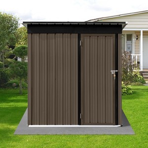 Gulches Metal garden sheds 5ft¡Á4ft outdoor storage sheds Brown + Black - 1 of 4