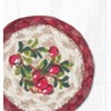 Earth Rugs Cranberries Coaster – 5"x5" Braided Jute with Hand-Printed Berry Design for Farmhouse, Holiday, and Rustic Kitchen Decor - 2 of 3