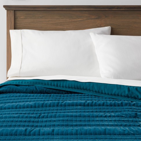 Full/queen Lofty Velvet Quilt Dark Teal Blue - Threshold™ : Target