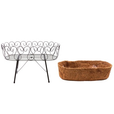 Small Black Metal Planter with Coconut Coir Liner